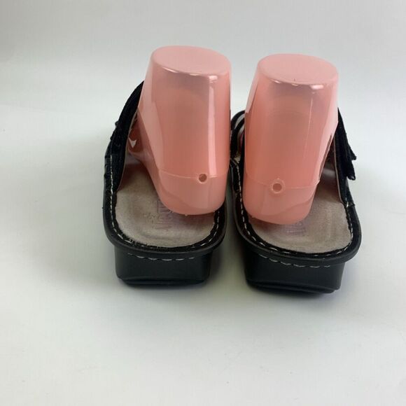 Alegria Strappy Slide Sandal Black Nubuck Embossed Slip On Womens 40 9.5 - 10 - Picture 7 of 15